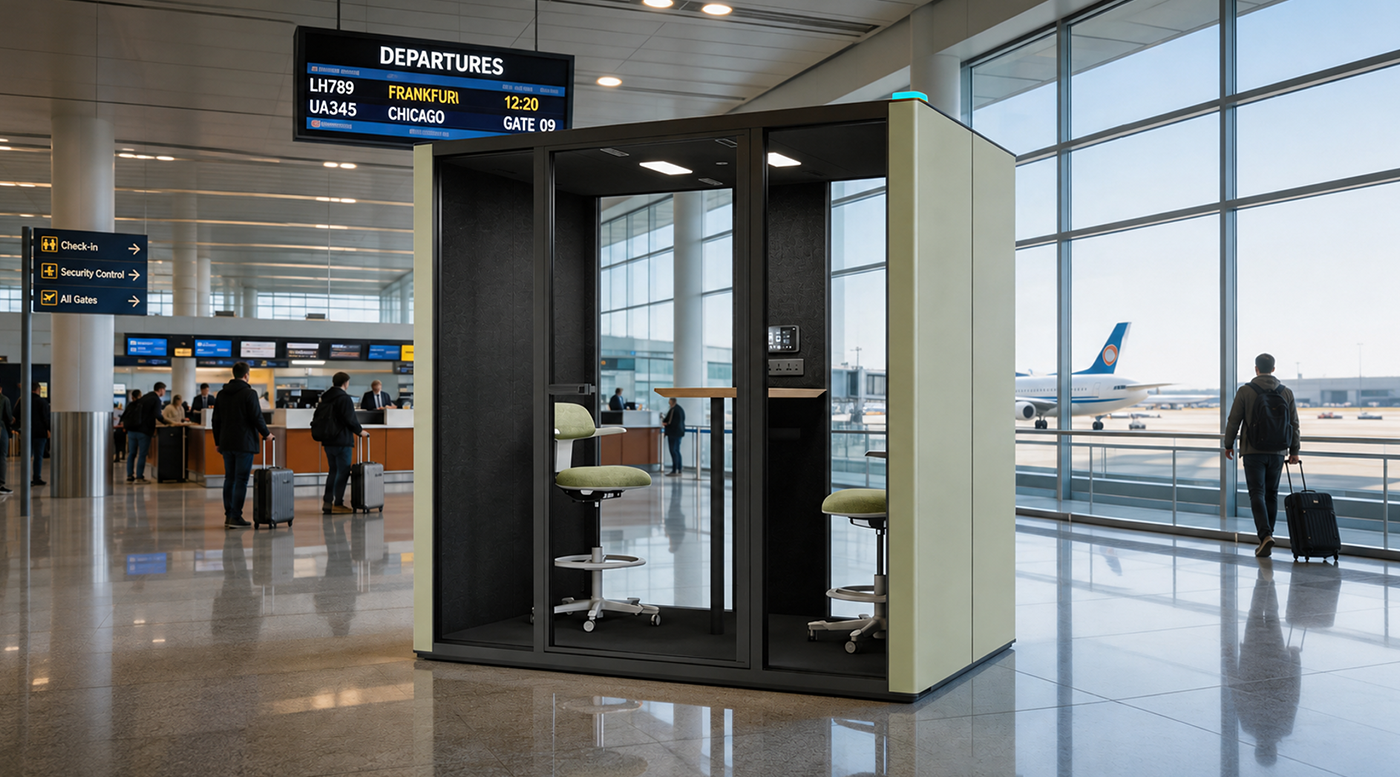 ZOOM booth in airport or transit space